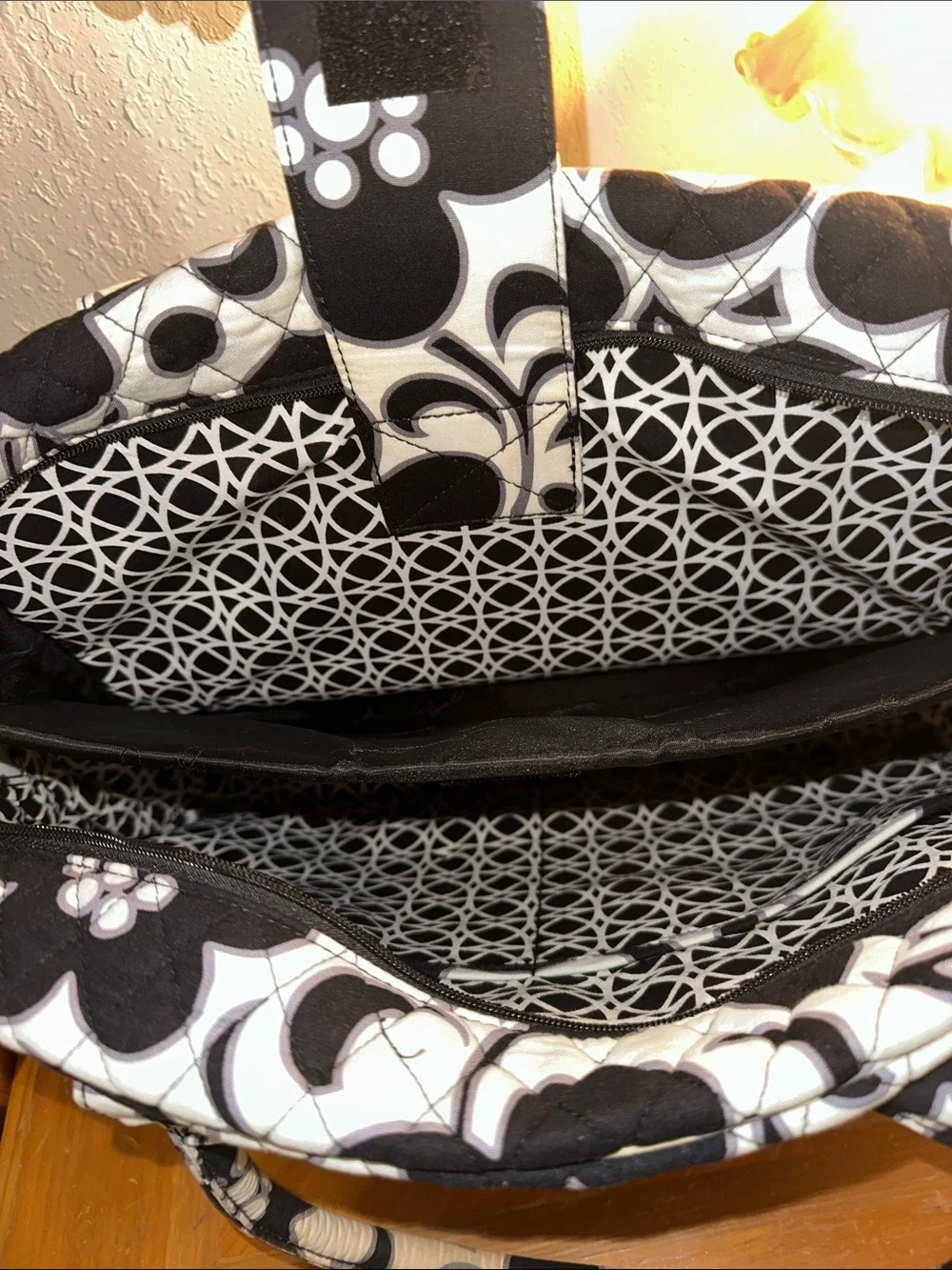Vera Bradley Black & White Quilted Floral Baby Bag